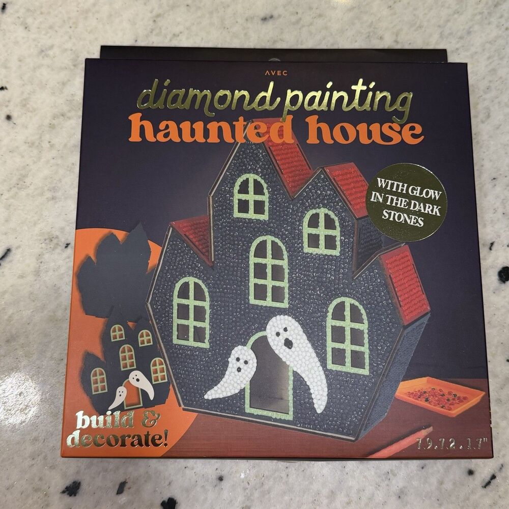 AVEC Diamond Painting Haunted House Ghosts Kit Build Glow in the Dark Stones New